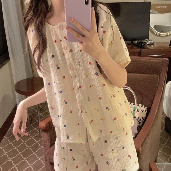 Pijama impressa no verão feminino