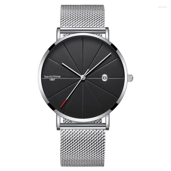 Нарученные наручные часы Плата за фабрику завода платить бесплатные мужчины женские Unisex Ultra Thin Mesh Band Кожаные подарки часы