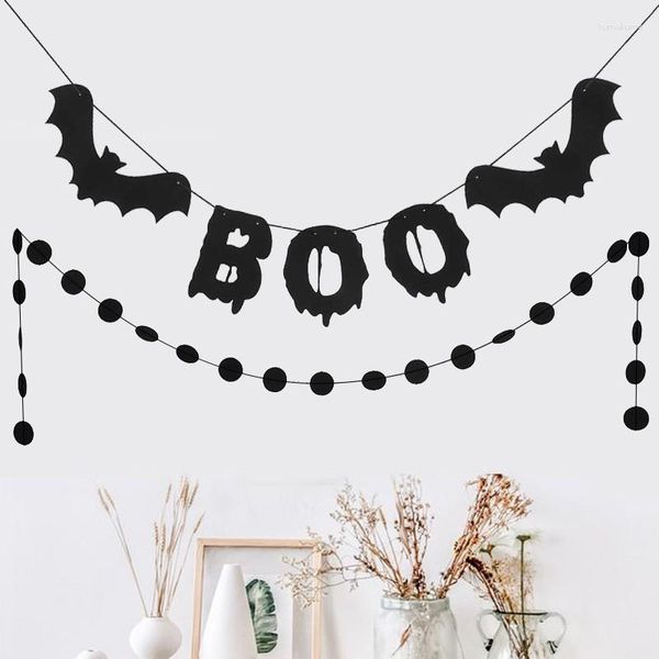 Decorazione della festa Halloween circolare pipistrello bandiera boo garland