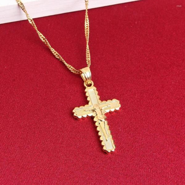 Anhänger Halsketten Kreuz inri Kruzifix Jesus Halskette Gold Farbe Männer Kette Christian Schmuck Weihnachtsgeschenke