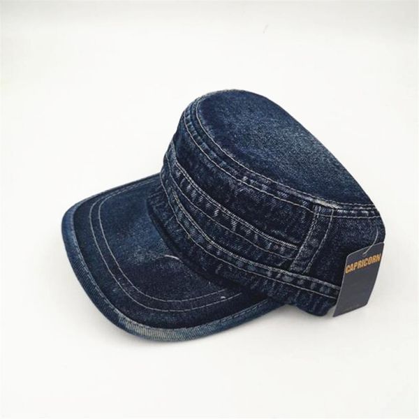 Chapéu militar de moda para mulheres e homens jeans ajustáveis ​​Cap plana StranoBback Hat Cap324w