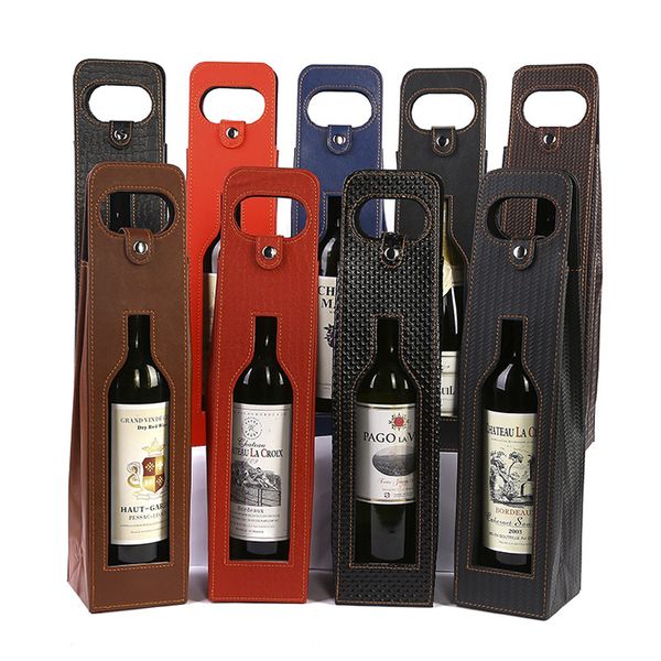 PU deri şarap çantası Hollow Win Box Şampanya Hediye Sarma Kutuları Ambalaj Çanta Şişeleri Şişeler Şarap Şişesi Ambalaj Taşıyıcı Kılıf Hediyeleri Çantalar