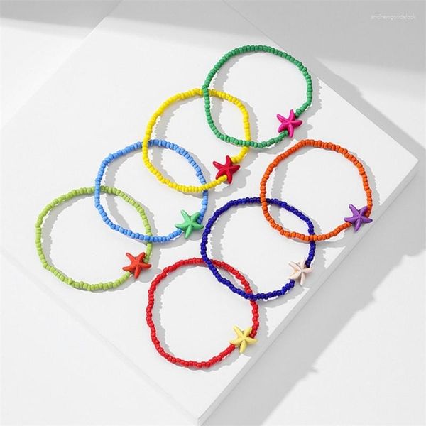 Braccialetti Charm Bohemian Starfish multicolore per perle da semi fatti a mano per perle di gioielli Regalo per la spiaggia Accessori per la spiaggia