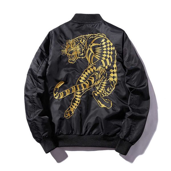 Jackets masculinos Novos Bomber MNS Jackets Bordado Bordado Golden Branco Tigre Jaqueta Mens MA1 Pilot Bomber Jacket Masculino Bordado Casacos finos J230821