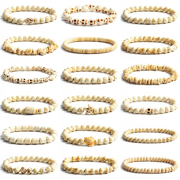 Bracelets de charme Vintage Amarelo Turquelas Branco para Mulheres Cubo Cubo Cubro Cilíndrico Casal Irregular Jóias de Cura por atacado 230821