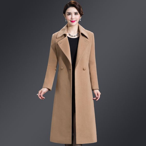 Womens Wool Blends Winter Women Coat de Manga Longa Casual Casual Feminino Feminino Vintage Sobre Espistoso