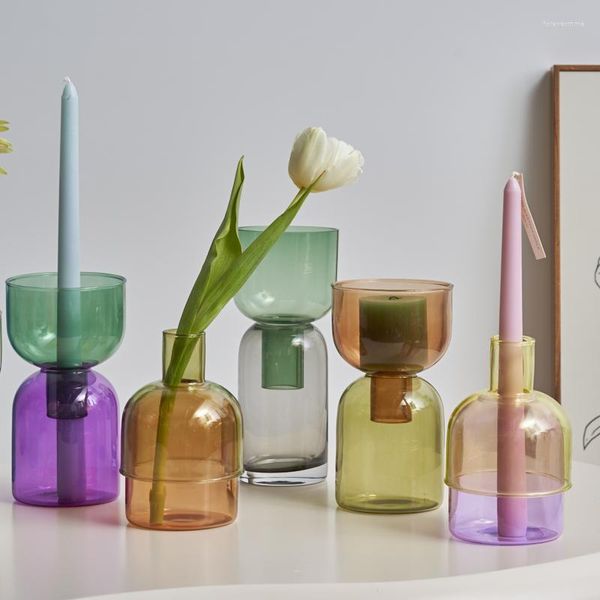 Kerzenhalter Lazzy Hausglashalter Kerzen Stand Home Decor Terrarium Hydroponische Pflanzenblume Vase Dekorative Flaschenschüsselbehälter