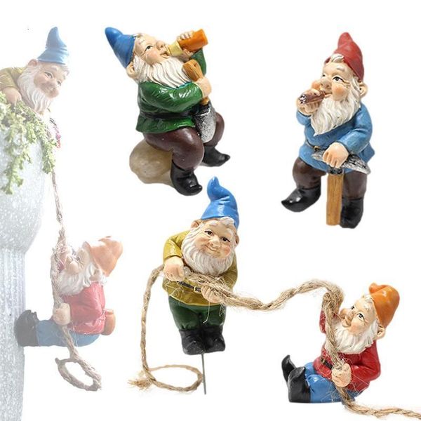 Gartendekorationen Fairy Accessoires Outdoor Mini Gnome Statuen Set von 4 Harz Lustiger Garten 230818