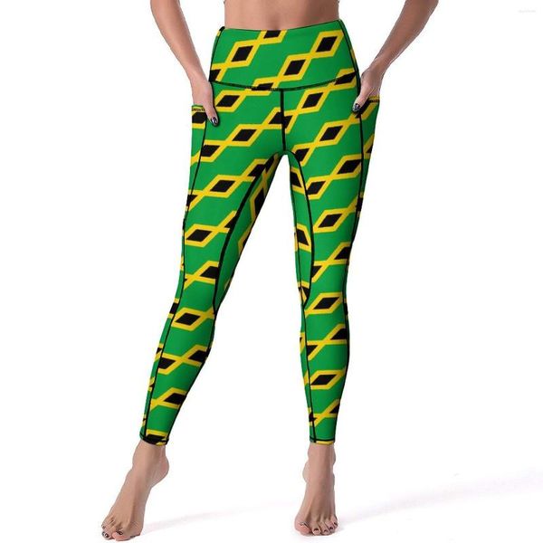Calça ativa bandeira jamaicana leggings jamaica moda alta cintura yoga Sexy sequear leggging women gym gym esportivo tights
