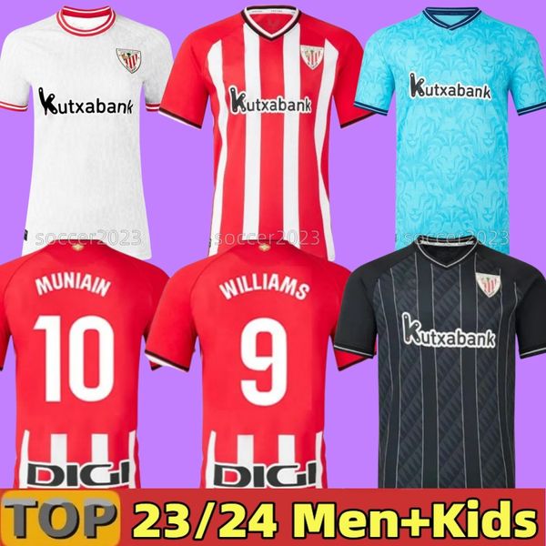 4xl 23 24 Camisetas Bilbao Futbol Formaları Atletik Kulüpler Çocuk Kit Futbol Futbol Gömlek Eğitimi 2023 Ev Kaleci Maglia Kalsiyo Neto Neves Podence Raul Sarabia