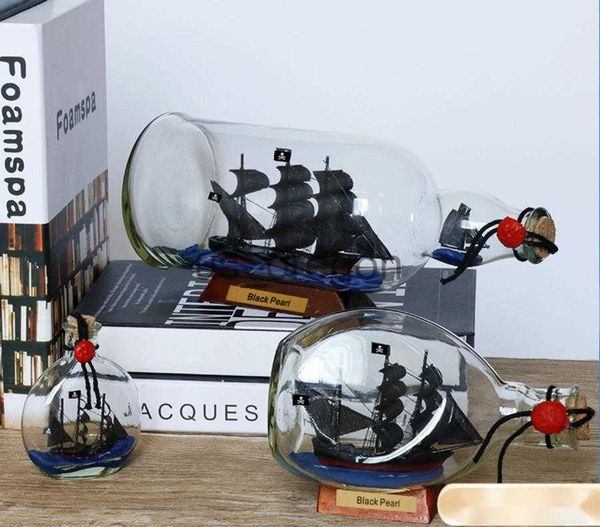 Outra decoração da casa Black Pearl Ship Handicrafts Decoração do carro The Black Pearl The Boat in the Bottle Boutique Presentes Drift Bottle Home Office Decor X0821