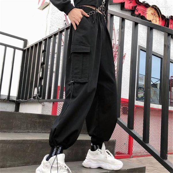 Pantaloni da donna Black Cool Woman Summer Hip Hop Cargo Casual Sude sciolte streetwear Spring High Street con Pocket Girl