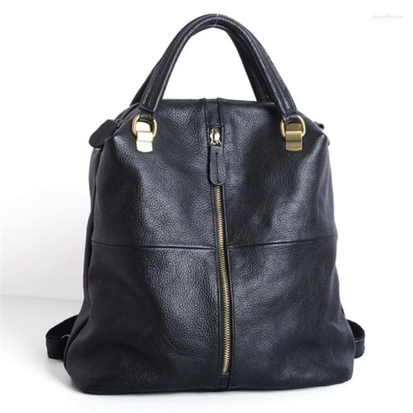 Bolsas escolares mochilas de couro feminino preto mochila de uso múltiplo de uso duplo mochila feminino