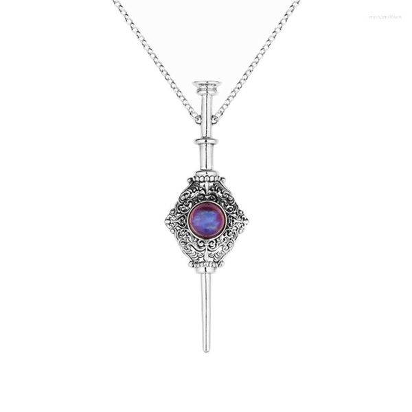 Подвесные ожерелья панк -стиль колье ведьмы Винтажная цепь шеи крови -пачки со съемной палочкой для косплей -паров подарок