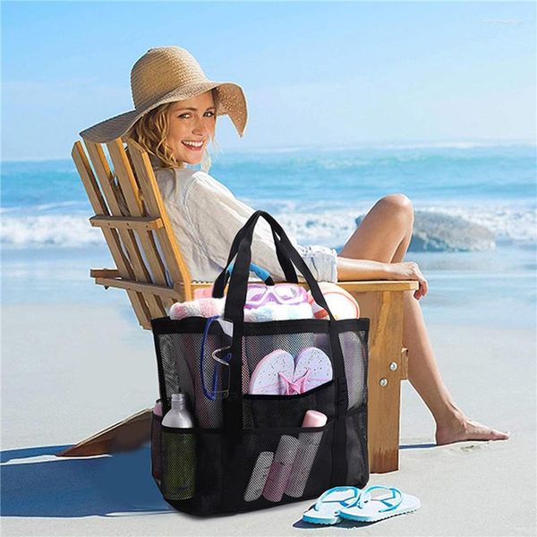 Aufbewahrungstaschen Mesh Beach Bag 8 Taschenbad Spielzeug große Kapazität ausgehöhltes Reisen Stora