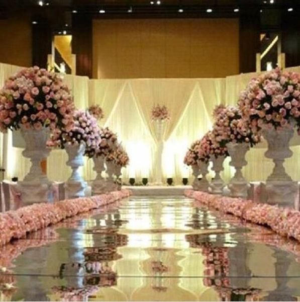 Lot başına 10m 1m genişliğinde Gümüş Ayna Halı Koridoru Romantik Düğün Favors Parti Dekorasyonz