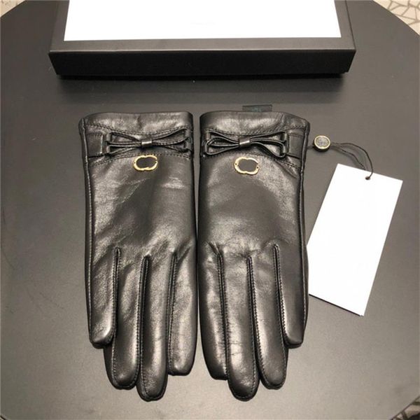 Klassische Bogenschaffellschuhe hochwertige Hardware Fäustlinge Frauen im Freien warm Glove Touchscreen Plüsch für Damen Geburtstag 254c