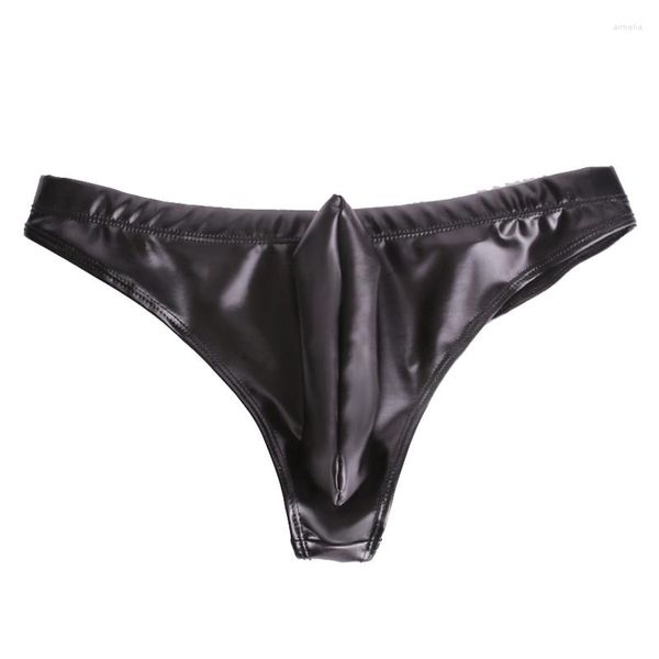 Cuecas mais tamanho masculino sexy óleo látex cueca pacote pu pênis de pênis fechado bolsa de manga Briefs de cintura baixa gay desgaste erótico undershort