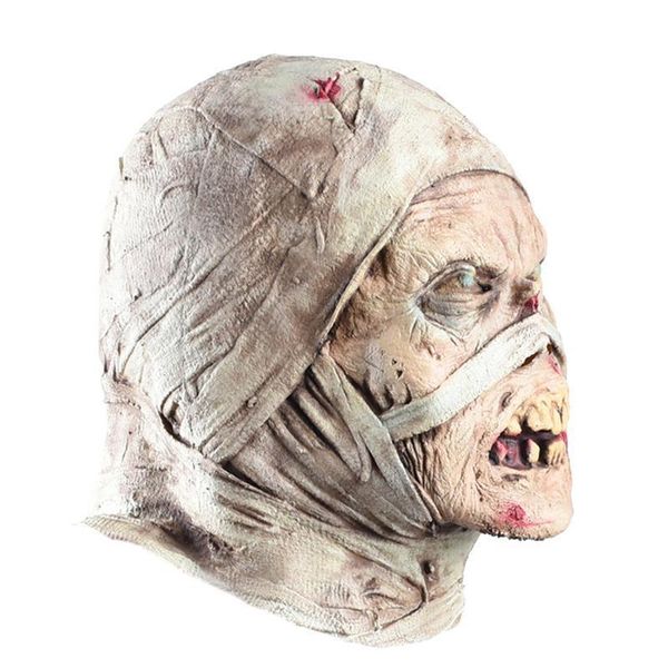 Party -Masken Halloween Mumie Maske Latex gruseliger Gummi -Kopfbedeckungs -Horror Mascaras de Latex Realista Mumfified Pinhead Parasit Masken 230820