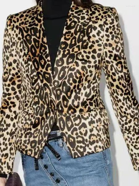 Kadınlar Suits Yüksek kaliteli orijinal tasarımcı moda bel leopar baskı blazer ceket üstleri