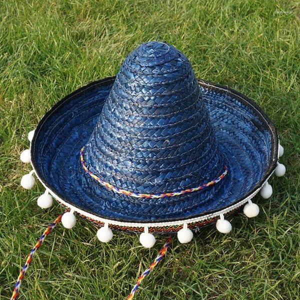 Berretti di berretti di cappello sombrero elegante con pompon bianchi perfetti per le piscine delle feste