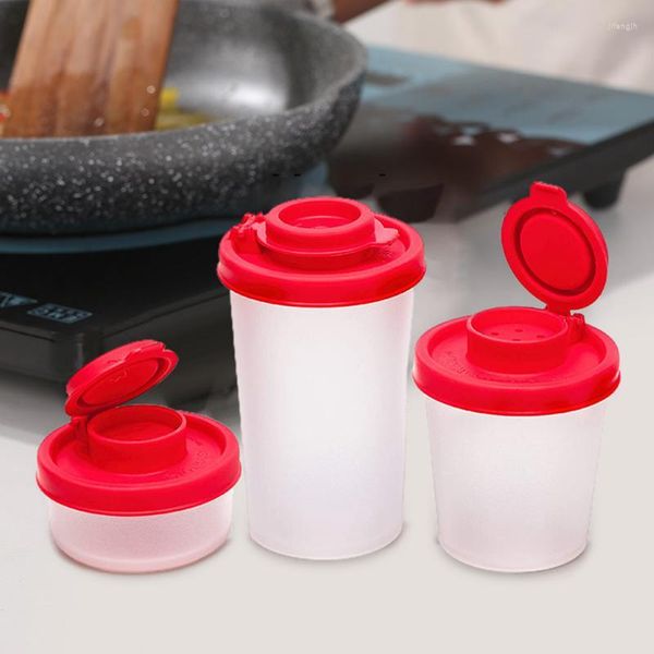 Bottiglie di stoccaggio Contenitori di condimento creativo Con forniture per cucina per copertura rossa Portali di spezie Accessori in plastica Mini