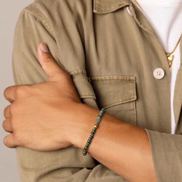 Charm Armbänder Pohier Armband mit grünem japanischen Miyuki -Perlen 14K Gold Farbarmband für Mann Frau Schmuck
