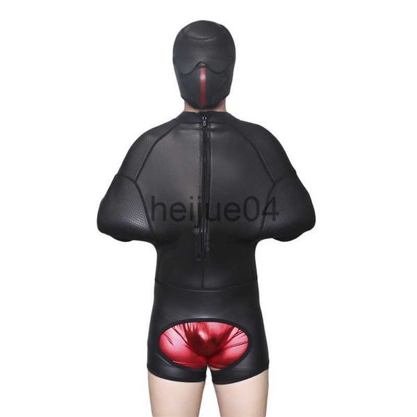 Andere Gesundheits Schönheitspunkte sexy Dessous Sex Accessoires Mask Sex Männlich SM Bondage Bündel Bindung Kleidung Handschwamm Öffnung mit Reißverschluss Gummi Kleidung x0821