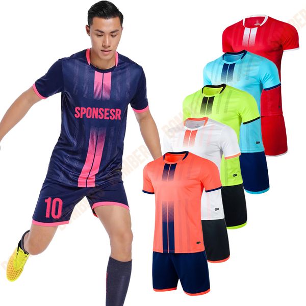 Açık tişörtler 2223 SAT MEN FUTBOL JERSEY SET SİLEYİ SÜMPLAMA BLANKS BLANKS TAKIM KÜKÜMEN PROFESYONEL FUTCHER UYGULAMASI SAĞLAMI