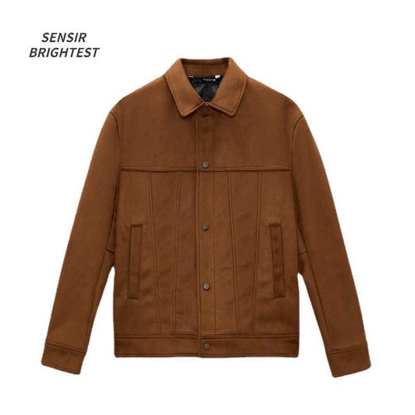 Giacche da uomo uomo giacca per camion in pelle scamosciata giacca vintage a colori solidi di alta qualità per uomini J230821