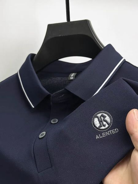 Herren Polos High End Brand Herren -Langarmpolo Shirt2023 Fashion Revers Diamond Decoration Business Casual Frühling und Herbst T -Shirt 230821