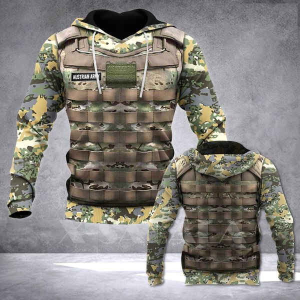 Мужские толстовок толстовок весна и осенью испанской армии мужская и женская солдатская униформа 3D -капюшона.