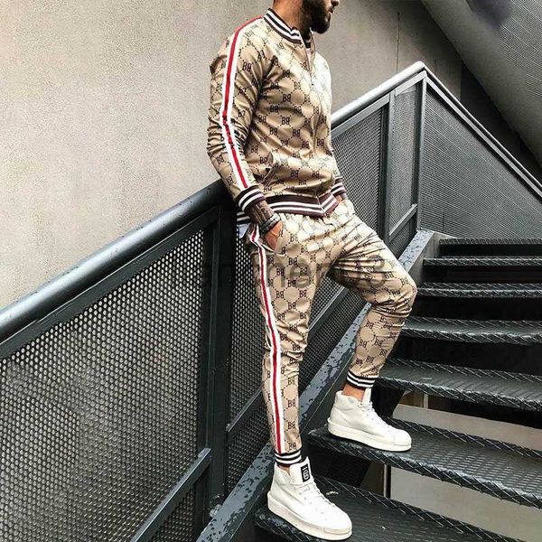 Men's Tracksuits Men's Tracksuit Sets Jaqueta masculina xadrez da moda + Set Sport Sport Sport Sports Autumn Alta qualidade Imprimir 3D Casual Sportswear J230821