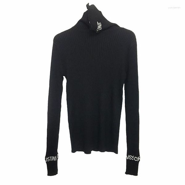 Maglioni da donna Lettera a molla maglione maglione a collo alto top sottili a maniche lunghe donne elastiche donne pullover