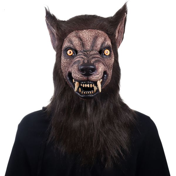 Maschere per feste horror werewolf maschera cosplay raccapricciante animale lupo testa in lattice maschere halloween carnival mascherato in maschera oggetto di scena in costume 230820