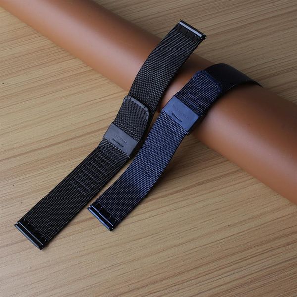 Milanische Loop 18mm 20 mm 22 mm 24mm Uhrenbänder Gurt Dunkelblau schwarz ultra-dünn rostfreier Stahlnetzband Armbänder Uhrenbänder for280J
