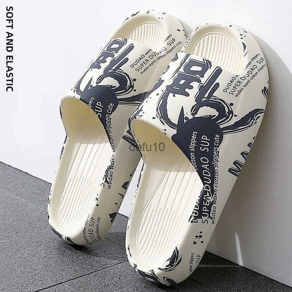 Hausschuhe 2023 Neue Mode Sandalen Männer Dicke Plattform Pantoffeln weiche Sohle Eva Nicht-Rutsch-Heimbodenrutschen Mann Sommer Flip Flops Strandschuhe HKD230821