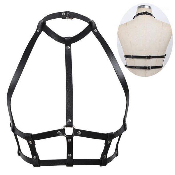 Bras Frauen Fashion Punk Gothic PU Ledergurt BH Gürtel sexy Dessous Neckholder Hals Körper Bondage Käfig Bralette Kostüm1284e