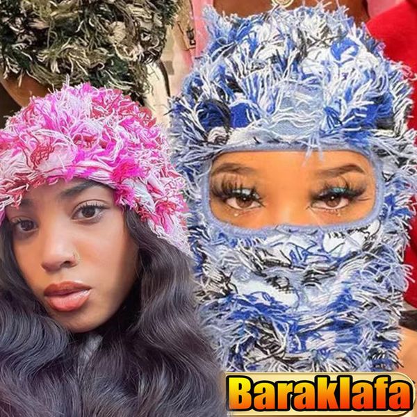 Beanieskull Caps Balaclava Sıkıntılı Örme Tam Yüz Kayak Maskesi Shiesty Rüzgar Geçirmez Boyun Isıtıcı Kamuflaj Bisiklet Kapağı Polar Fuzzy 230821