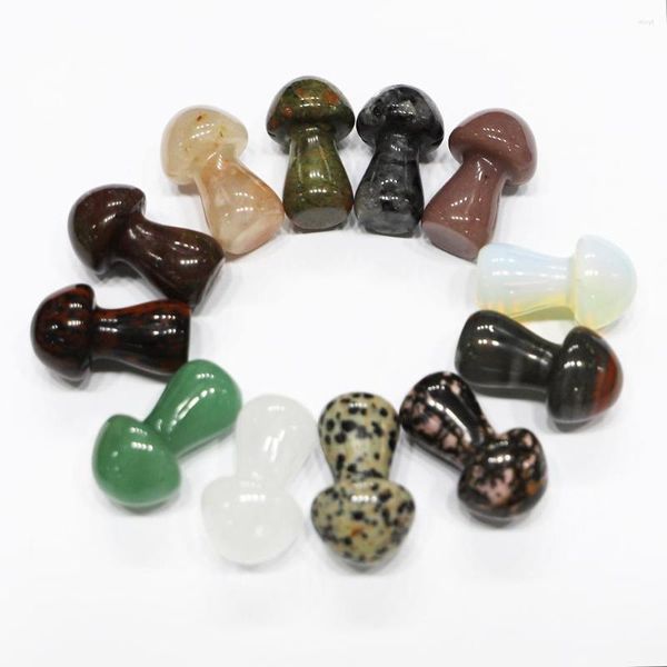Colares pendentes sem orifício 35 22mm de pedra natural grande opala rodonita cogumelo artesanato decoração de cura de cristal cura