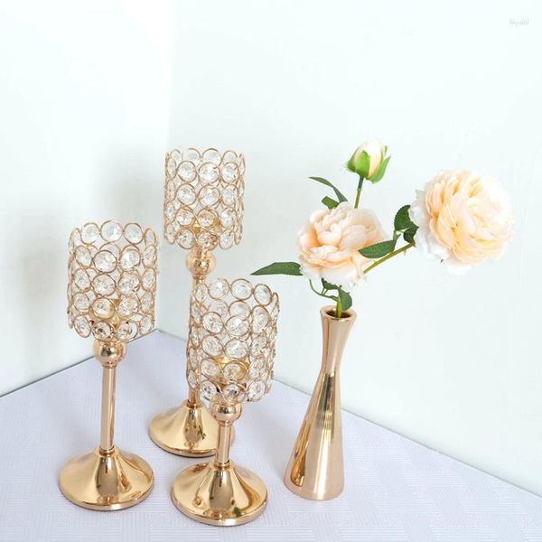 Candele 2 pezzi European Iron Art Electroplating Crystal Holder Metal El Wedding Props Decoration Decoration Forniture