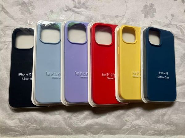 I15 Liquid Silicon Hüllen für iPhone pro max 15 plus iPhone15 Fashion Soft Gummi Haut fühlen Mikrofaser -Kissen -Telefon -Rückzugsabdeckung mit Einzelhandelspaket