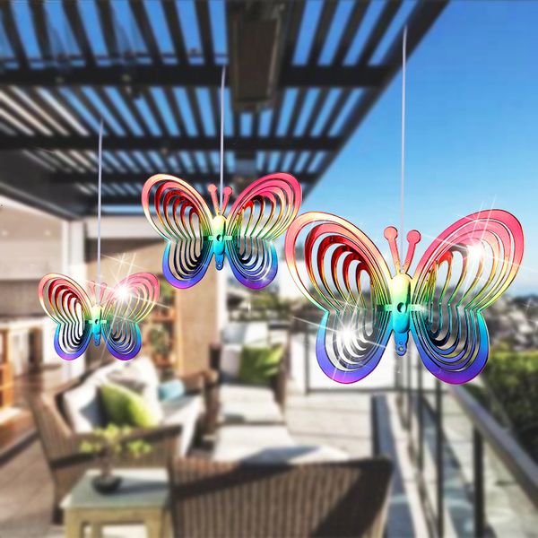 Gartendekorationen Schmetterling Wind Spinner Abs Catcher Liebe rotierende Chime Reflektierende Scarer Hanging Ornament 230818