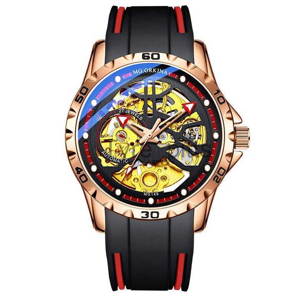 Altri dispositivi indossabili Fashion Sport Racing Design Orologio da uomo Orologio da polso meccanico Automatico Brand Luxury Release Quick Release Silicone Mash Orologio X0821