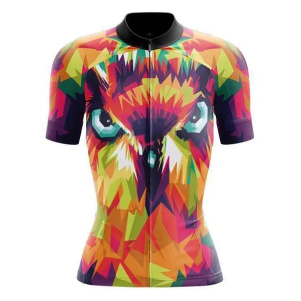 Camas de ciclismo Tops Rainbow Owl Women Women Cycling Jersey Manga curta Bike Shirt Bicycle Wear Mountain Road Roupas Racing MTB Roupas 230820