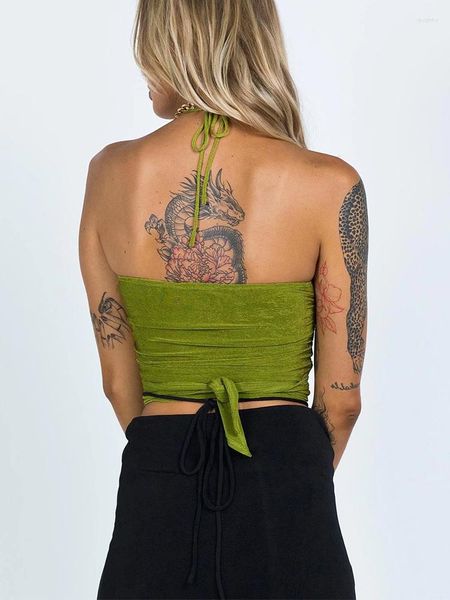 Frauentanks Sommertimen für Frauen Camis 2023 Streetwear ärmellose Halftergurt vorne sexy Frauen Taille Krawatte Nachtclub Crop