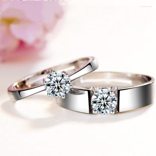 Anelli a grappolo Hoyon 925 Coppia di colori argento Anello Live Mouth Male and Female Wedding Simulazione a dimensioni aperte Diamond Gioielli Regalo