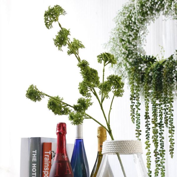 Flores decorativas Simulação Air grama plástico Moss Planta falsa para DIY Materiais de arranjo floral Decoração de casamento em casa