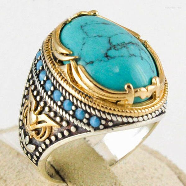 Eheringe Antique Silber Farbe Vintage Stein Ring Mode Schmuck türquoises Finger für Frauen Männer Party Geschenk