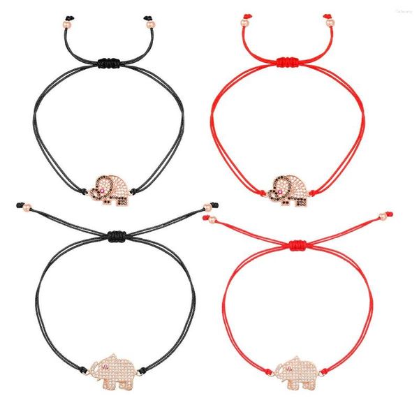 Braccialetti di fascino bracciale elefante zirconia pavimentata in oro rosa per uomini uomini intrecciati intrecciati intrecciati intrecciati di gioielli fatti a mano regolabili